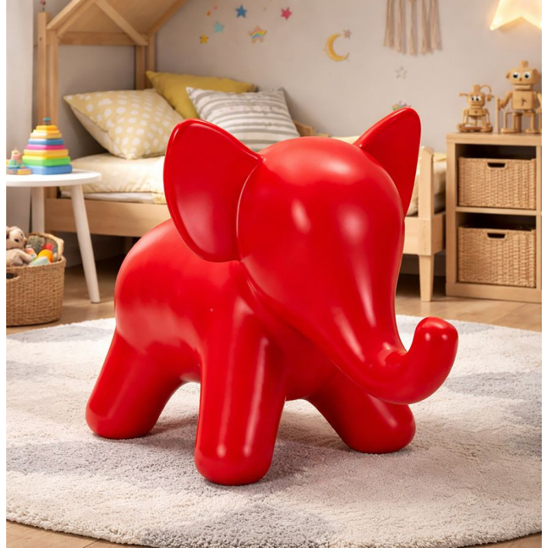 Tabouret design pour enfant Éléphant Plastique Rouge Ele 