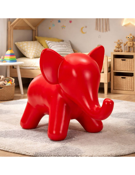 Tabouret design pour enfant Éléphant Plastique Rouge Ele 