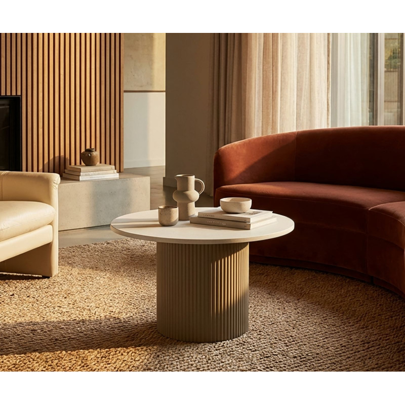 Table basse design Organique Métal Gris Bois MDF Blanc Marbre artificiel Frankfurt 