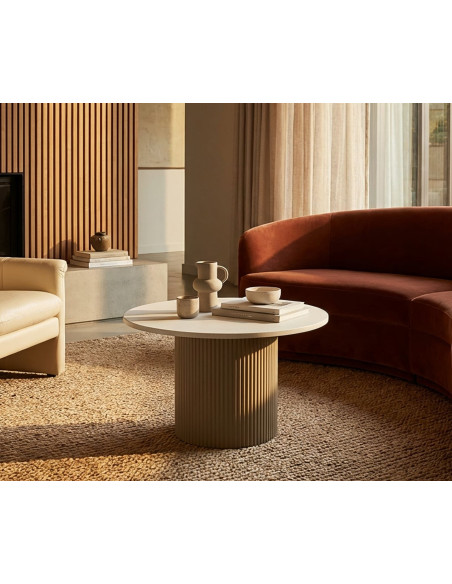 Table basse design Organique Métal Gris Bois MDF Blanc Marbre artificiel Frankfurt 