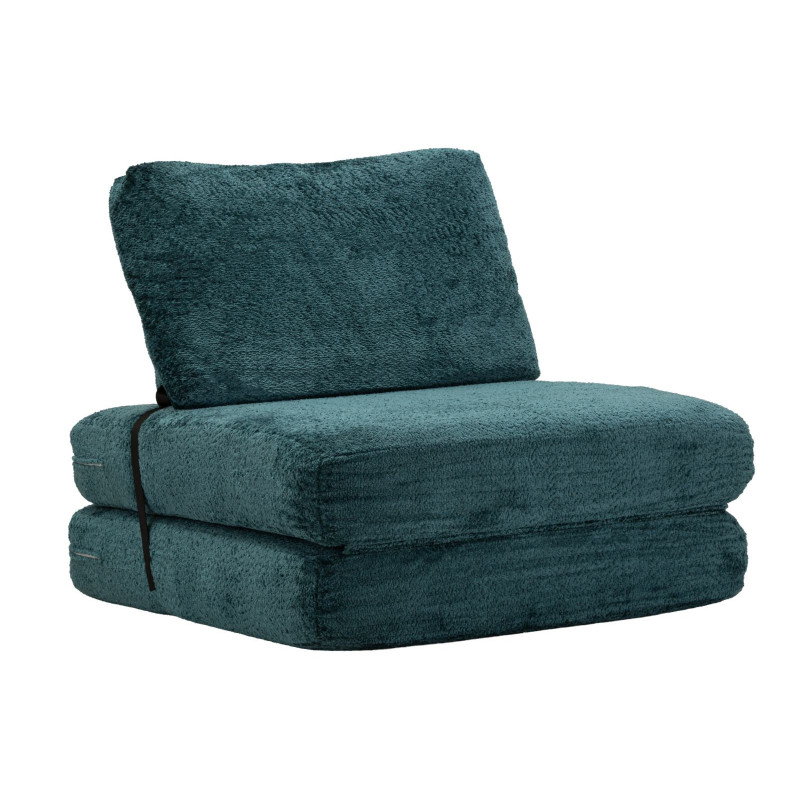 Fauteuil Chauffeuse design Bouclette Tissu Bleu canard Bouclé Éponge Faster 