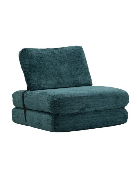 Fauteuil Chauffeuse design Bouclette Tissu Bleu canard Bouclé Éponge Faster 