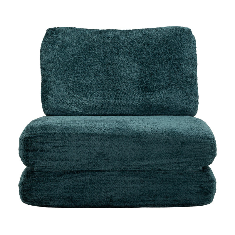Fauteuil Chauffeuse design Bouclette Tissu Bleu canard Bouclé Éponge Faster 