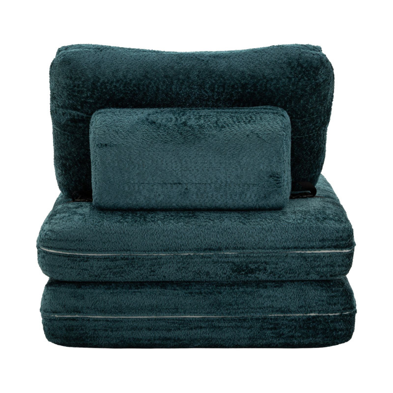 Fauteuil Chauffeuse design Bouclette Tissu Bleu canard Bouclé Éponge Faster 