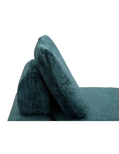 Fauteuil Chauffeuse design Bouclette Tissu Bleu canard Bouclé Éponge Faster 