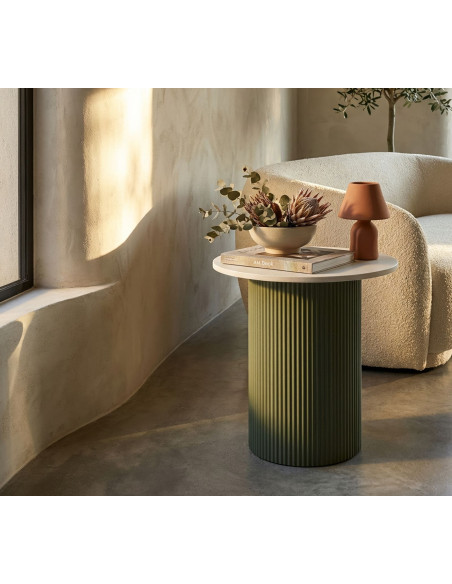 Table basse design Organique Métal Vert Bois MDF Blanc Marbre artificiel Frankfurt 