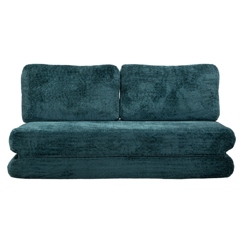 Canapé lit chauffeuse design Bouclette Droit 2 places 150 cm Tissu Bleu canard Bouclé Éponge Faster 