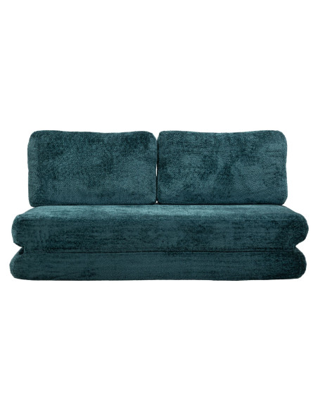 Canapé lit chauffeuse design Bouclette Droit 2 places 150 cm Tissu Bleu canard Bouclé Éponge Faster 