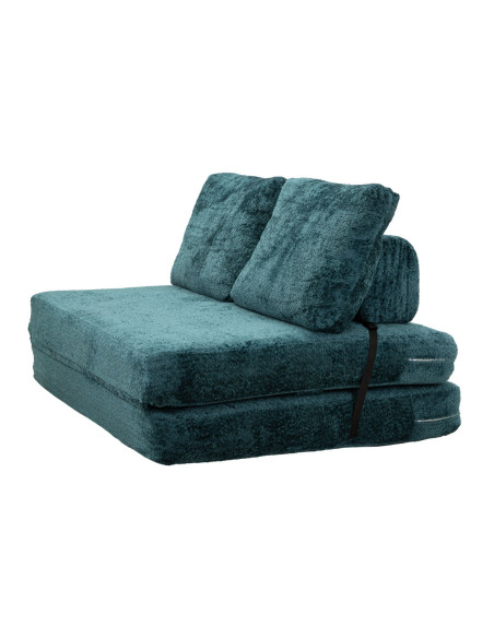 Canapé lit chauffeuse design Bouclette Droit 2 places 150 cm Tissu Bleu canard Bouclé Éponge Faster 