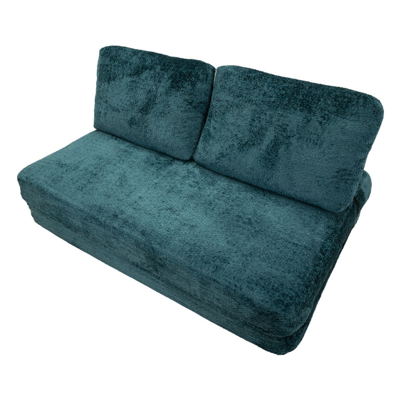 Canapé lit chauffeuse design Bouclette Droit 2 places 150 cm Tissu Bleu canard Bouclé Éponge Faster 