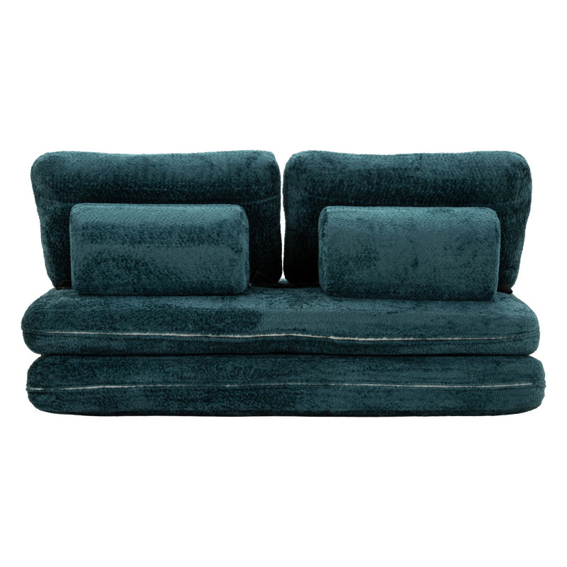 Canapé lit chauffeuse design Bouclette Droit 2 places 150 cm Tissu Bleu canard Bouclé Éponge Faster 