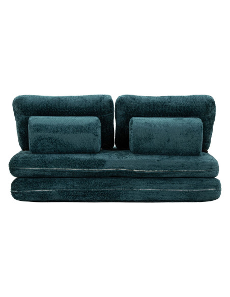 Canapé lit chauffeuse design Bouclette Droit 2 places 150 cm Tissu Bleu canard Bouclé Éponge Faster 