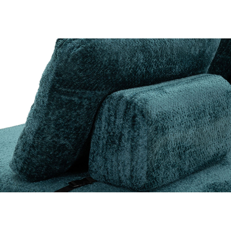 Canapé lit chauffeuse design Bouclette Droit 2 places 150 cm Tissu Bleu canard Bouclé Éponge Faster 