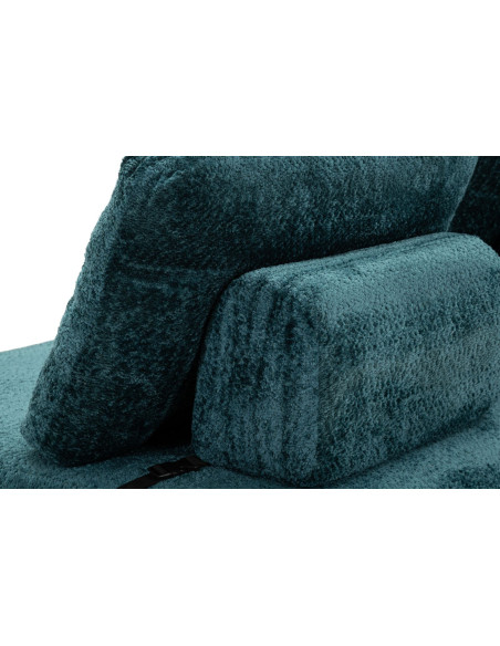 Canapé lit chauffeuse design Bouclette Droit 2 places 150 cm Tissu Bleu canard Bouclé Éponge Faster 