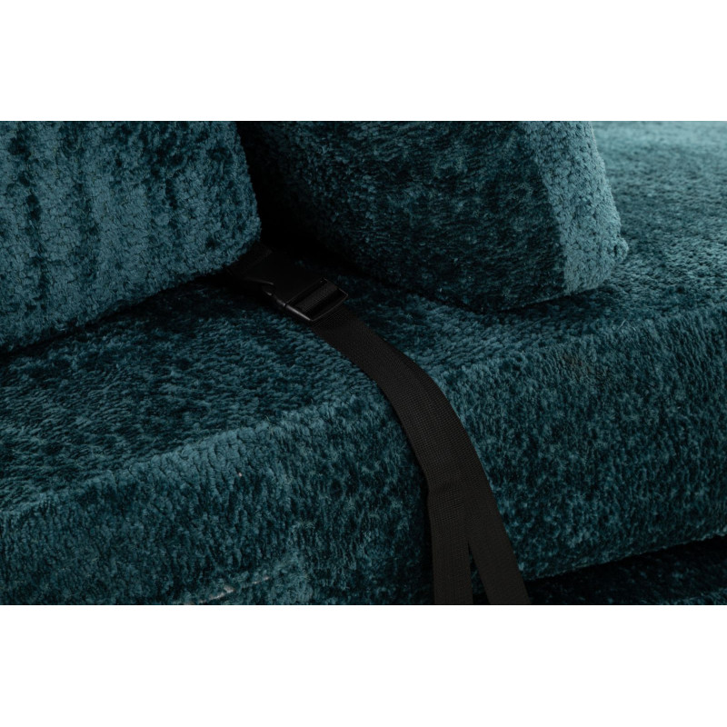 Canapé lit chauffeuse design Bouclette Droit 2 places 150 cm Tissu Bleu canard Bouclé Éponge Faster 