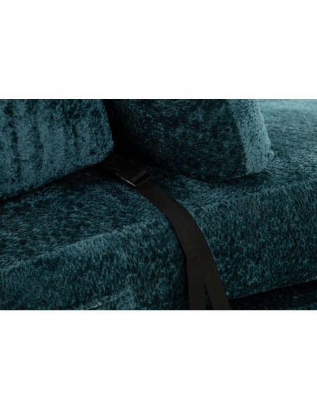 Canapé lit chauffeuse design Bouclette Droit 2 places 150 cm Tissu Bleu canard Bouclé Éponge Faster 