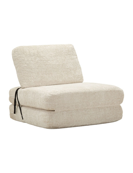 Fauteuil Chauffeuse design Bouclette Tissu Blanc Bouclé Éponge Faster 