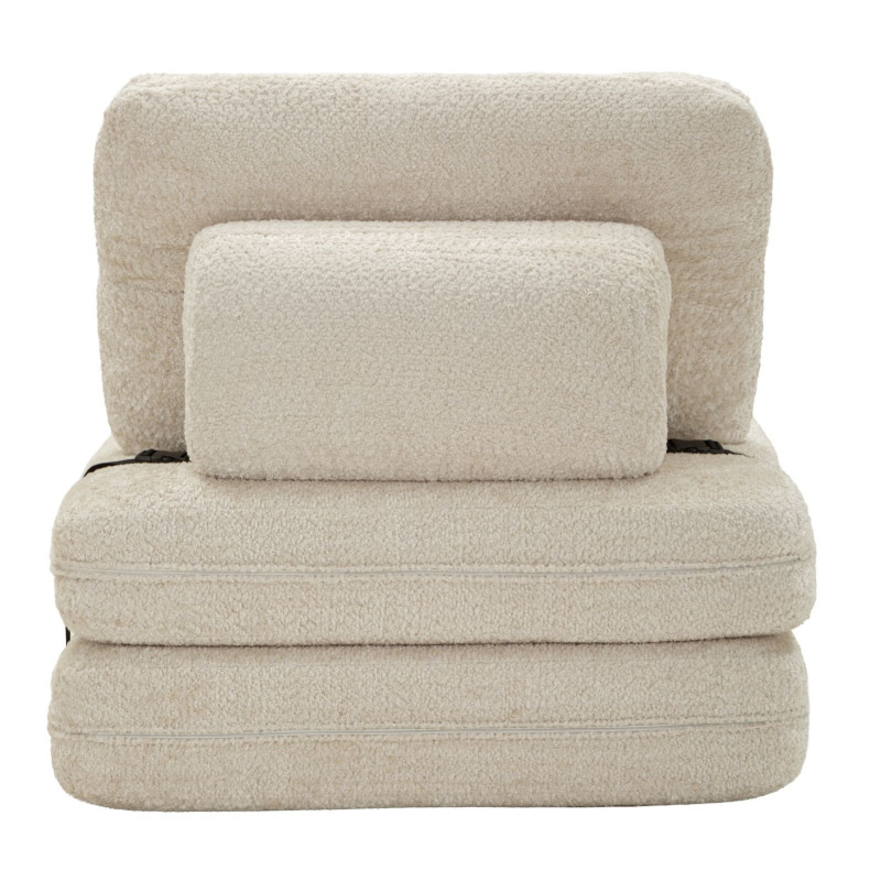 Fauteuil Chauffeuse design Bouclette Tissu Blanc Bouclé Éponge Faster 
