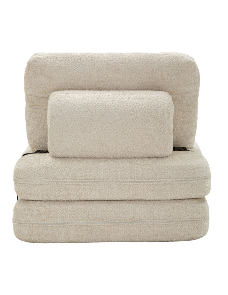Fauteuil Chauffeuse design Bouclette Tissu Blanc Bouclé Éponge Faster 
