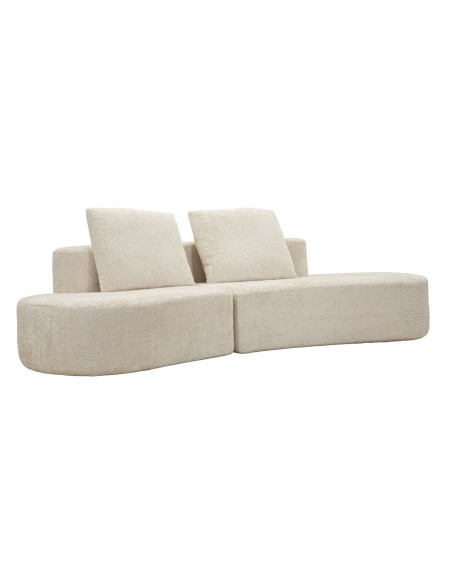 Grand Canapé design japandi Bouclette Arrondi 4 places 238 cm Tissu Blanc Bouclé Éponge Island 