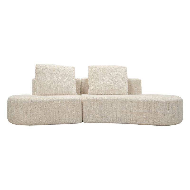 Grand Canapé design japandi Bouclette Arrondi 4 places 238 cm Tissu Blanc Bouclé Éponge Island 