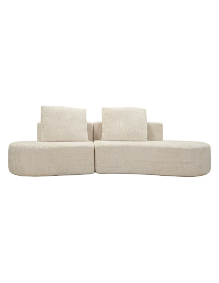 Grand Canapé design japandi Bouclette Arrondi 4 places 238 cm Tissu Blanc Bouclé Éponge Island 