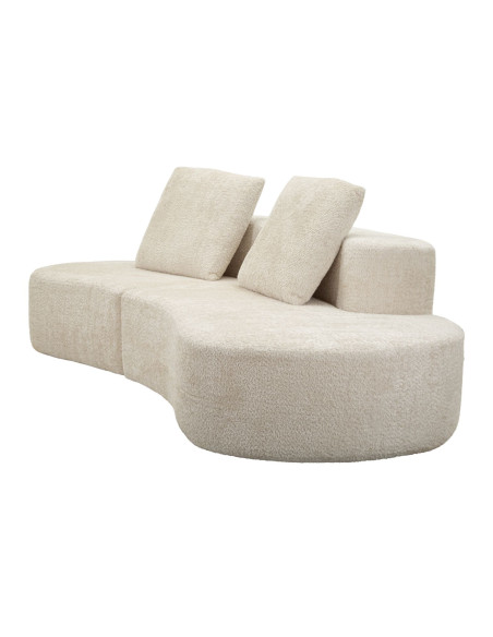 Grand Canapé design japandi Bouclette Arrondi 4 places 238 cm Tissu Blanc Bouclé Éponge Island 