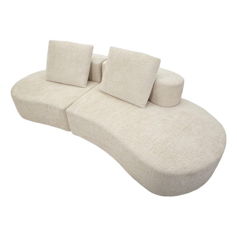 Grand Canapé design japandi Bouclette Arrondi 4 places 238 cm Tissu Blanc Bouclé Éponge Island 
