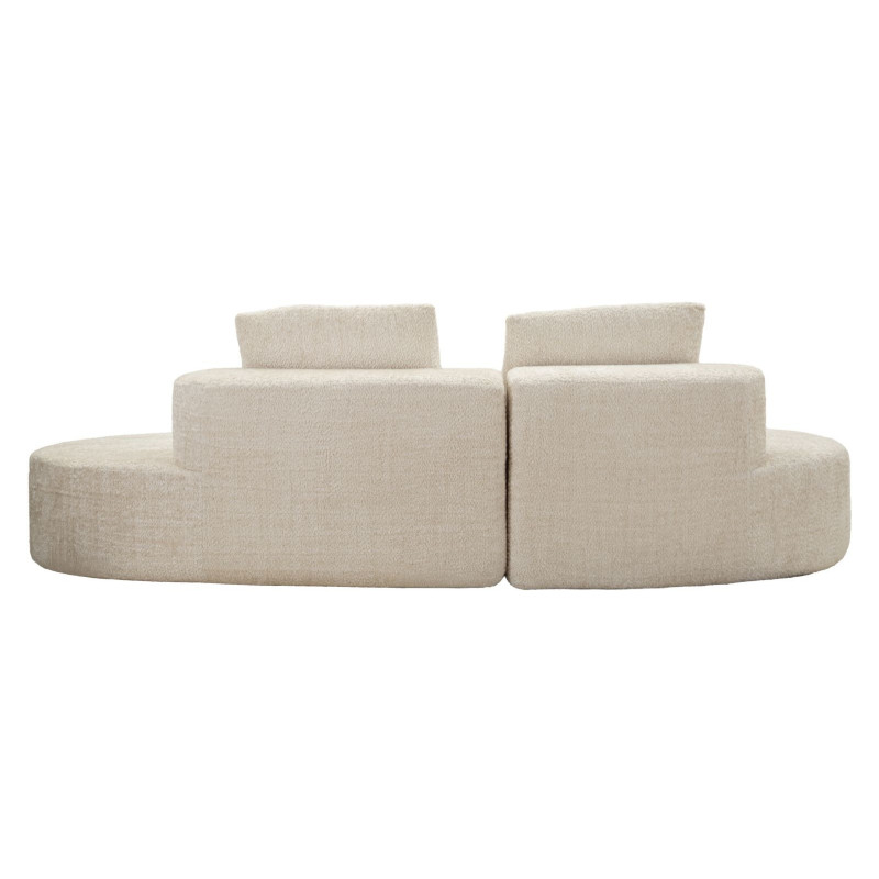 Grand Canapé design japandi Bouclette Arrondi 4 places 238 cm Tissu Blanc Bouclé Éponge Island 