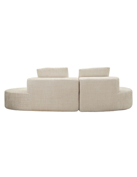 Grand Canapé design japandi Bouclette Arrondi 4 places 238 cm Tissu Blanc Bouclé Éponge Island 