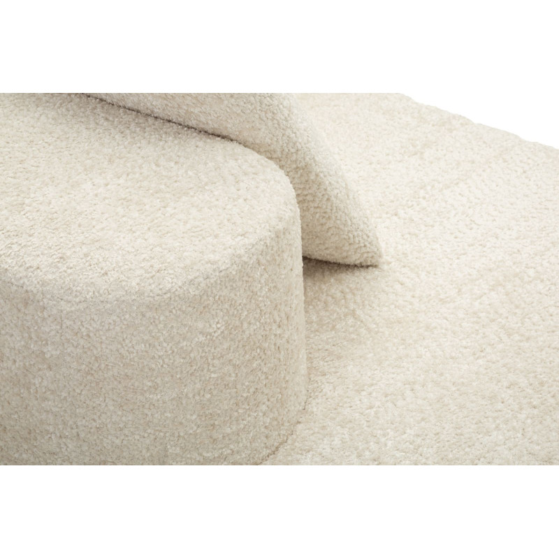 Grand Canapé design japandi Bouclette Arrondi 4 places 238 cm Tissu Blanc Bouclé Éponge Island 