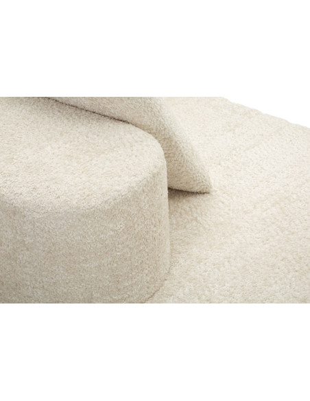 Grand Canapé design japandi Bouclette Arrondi 4 places 238 cm Tissu Blanc Bouclé Éponge Island 