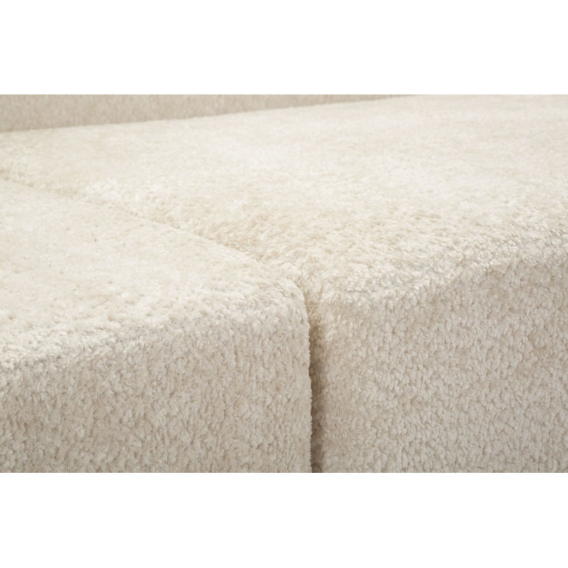 Grand Canapé design japandi Bouclette Arrondi 4 places 238 cm Tissu Blanc Bouclé Éponge Island 