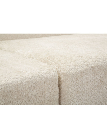 Grand Canapé design japandi Bouclette Arrondi 4 places 238 cm Tissu Blanc Bouclé Éponge Island 
