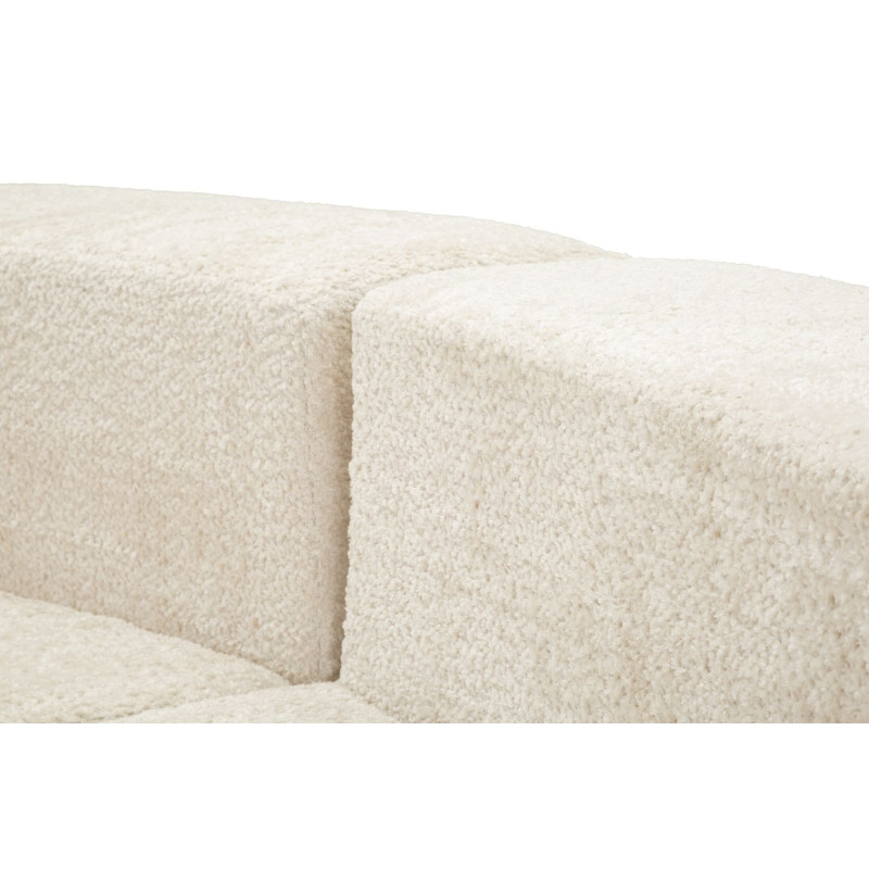 Grand Canapé design japandi Bouclette Arrondi 4 places 238 cm Tissu Blanc Bouclé Éponge Island 