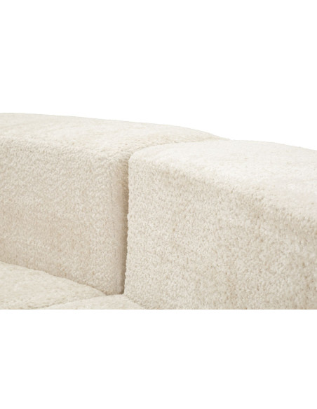 Grand Canapé design japandi Bouclette Arrondi 4 places 238 cm Tissu Blanc Bouclé Éponge Island 