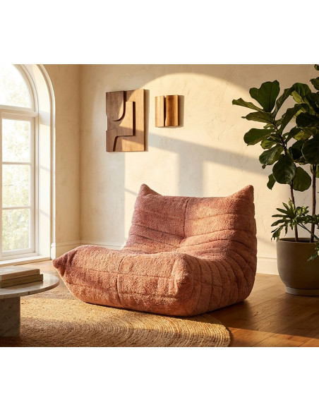 Fauteuil design bouclette Tissu Rose Bouclé Éponge Mask 