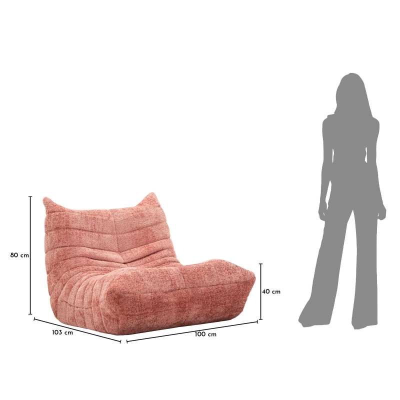 Fauteuil design bouclette Tissu Rose Bouclé Éponge Mask 