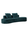 Grand Canapé design japandi Bouclette Arrondi 4 places 238 cm Tissu Bleu canard Bouclé Éponge Island 