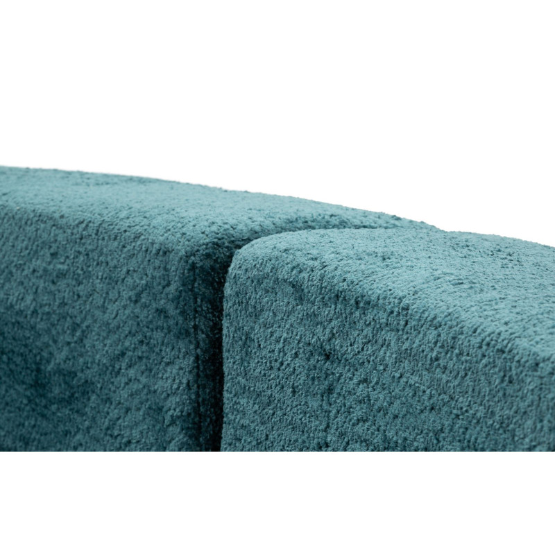 Grand Canapé design japandi Bouclette Arrondi 4 places 238 cm Tissu Bleu canard Bouclé Éponge Island 
