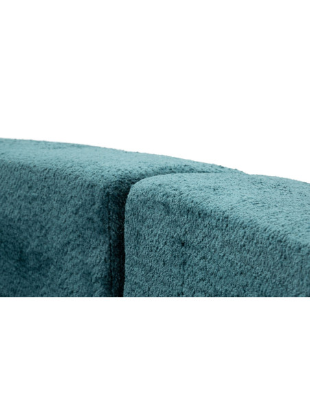 Grand Canapé design japandi Bouclette Arrondi 4 places 238 cm Tissu Bleu canard Bouclé Éponge Island 
