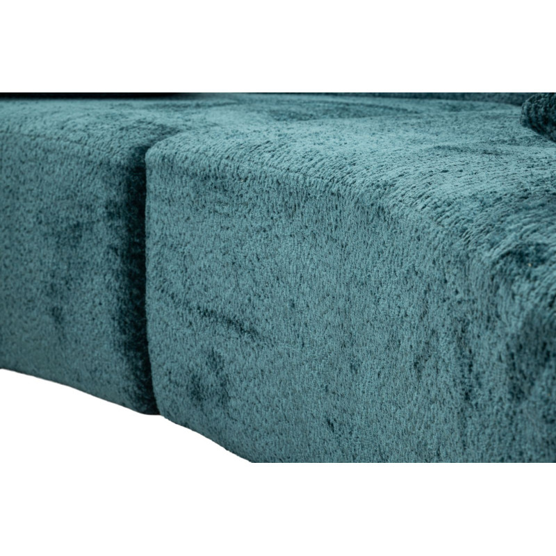 Grand Canapé design japandi Bouclette Arrondi 4 places 238 cm Tissu Bleu canard Bouclé Éponge Island 