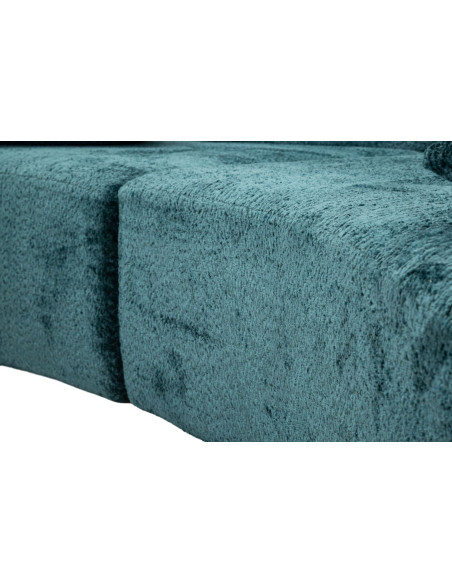 Grand Canapé design japandi Bouclette Arrondi 4 places 238 cm Tissu Bleu canard Bouclé Éponge Island 