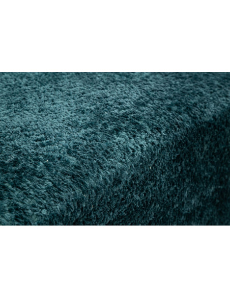 Grand Canapé design japandi Bouclette Arrondi 4 places 238 cm Tissu Bleu canard Bouclé Éponge Island 