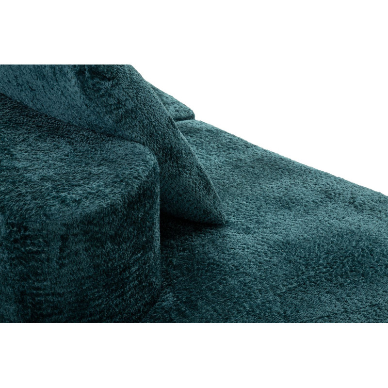 Grand Canapé design japandi Bouclette Arrondi 4 places 238 cm Tissu Bleu canard Bouclé Éponge Island 