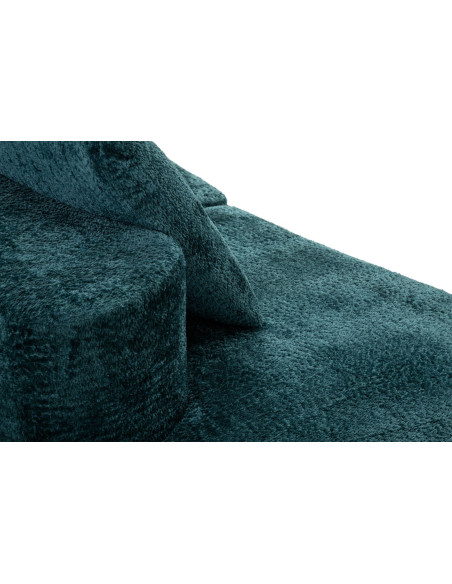 Grand Canapé design japandi Bouclette Arrondi 4 places 238 cm Tissu Bleu canard Bouclé Éponge Island 