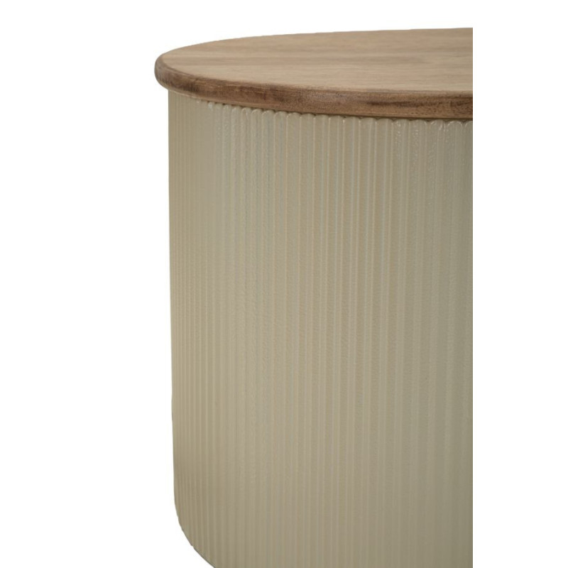 Lot de 2 Tables basses design Organique Bois d'hévéa Naturel Métal Blanc Frankfurt 