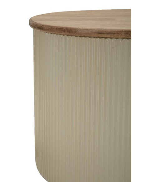 Lot de 2 Tables basses design Organique Bois d'hévéa Naturel Métal Blanc Frankfurt 