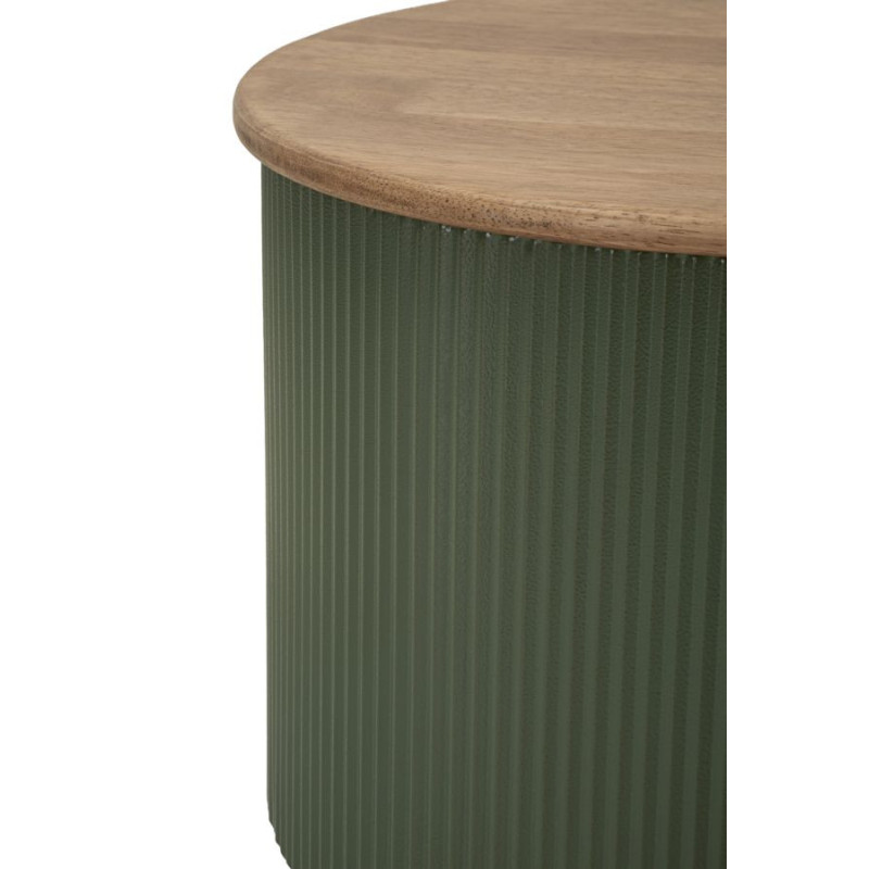 Lot de 2 Tables basses design Organique Bois d'hévéa Naturel Métal Vert Frankfurt 