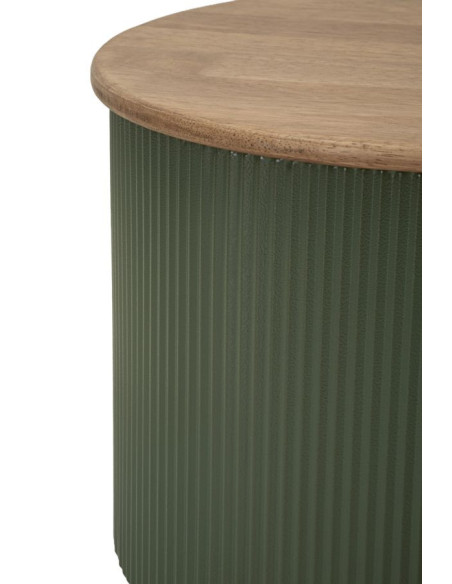 Lot de 2 Tables basses design Organique Bois d'hévéa Naturel Métal Vert Frankfurt 